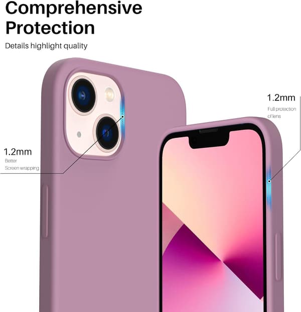 iPhone 13 Case, Liquid Silicone Case for 6.1 inch iPhone 13, Ultra-thin Case, Full Coverage Shockproof Protective Soft Case Mauve Rose