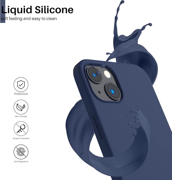 iPhone 13 Case, Liquid Silicone Case for 6.1 inch iPhone 13, Ultra-thin Case, Full Coverage Shockproof Protective Soft Case Navy blue