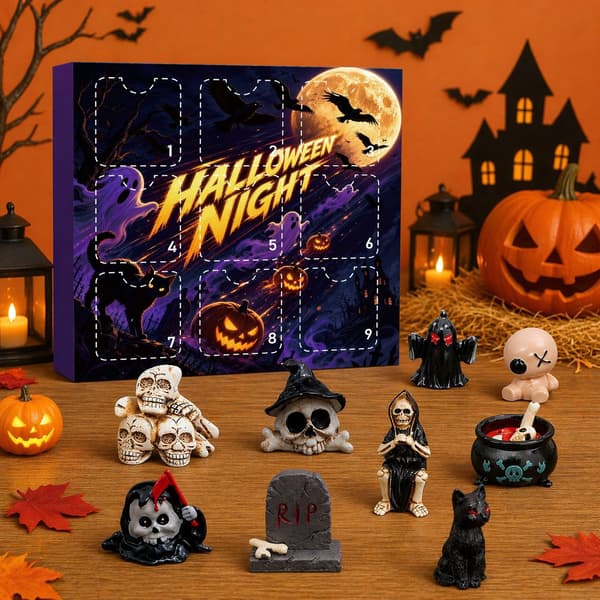 9-dages Halloween-julekalender, overraskende mini-pynt i harpiks