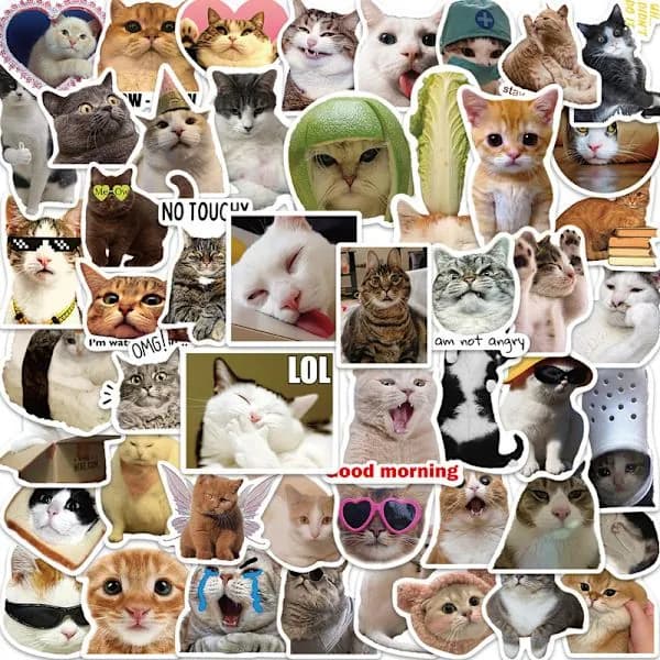 50 katte-emoji-pakker for DIY-notatbok og koffert til barn