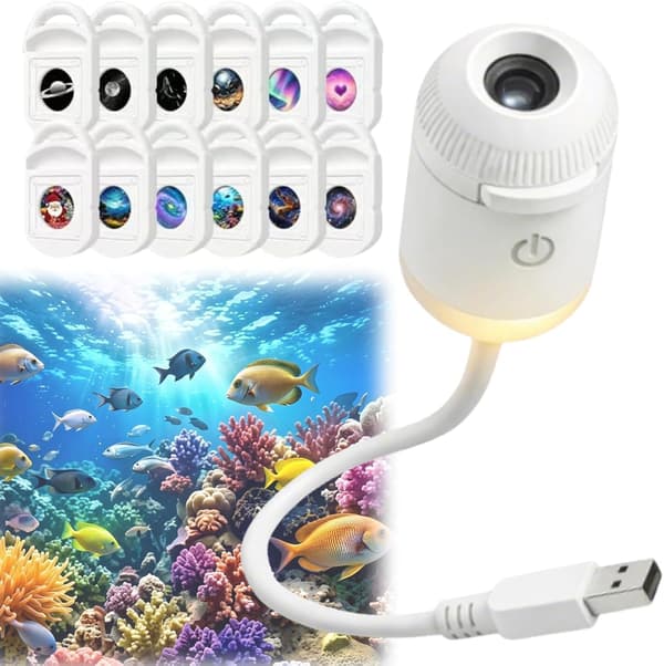 HD Smart Dynamic 5D Holographic Night Light Projector, Plug and Play HD Star Projector, 360° USB Galaxy and Moon Projector Lamp 12 films
