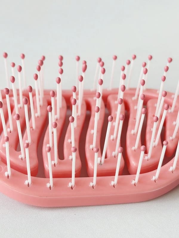 Mini ihålig designkam 2-i-1 våt torr resa Pink