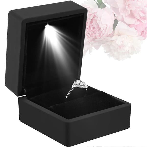 LED-ringboks Opplyst ringboks for frieri Ringboks med LED-interiørlys for forlovelse Bryllup