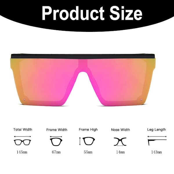 Nye trendy store UV400-solbriller i ét stykke til gadefotografering