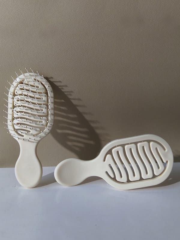Mini ihålig designkam 2-i-1 våt torr resa Beige
