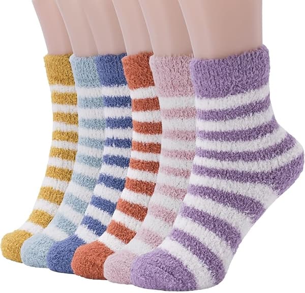 6 par varme, bløde sokker til kvinder, sovesokker til kvinder, bløde mikrofiber tykke, bløde sokker til kvinder størrelse 36-40 til vinteren