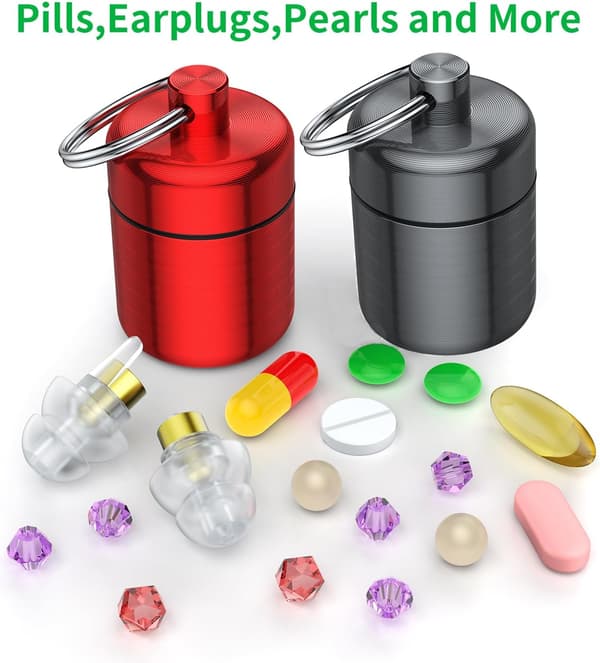 Earplug Case Keychain, Small Waterproof Metal Case for Earbuds, Perfect for Ear Plugs, Medicine Case Pill Box