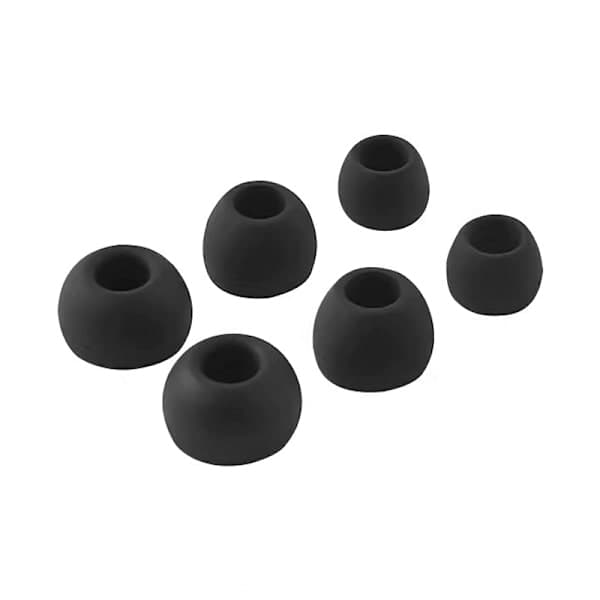 Silikone ørepuder til 4,5-6 mm in-ear hovedtelefoner, 3 størrelser, 18 par, sort.