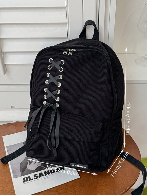 Prikket pendlerrygsæk i polyester med stor kapacitet Black