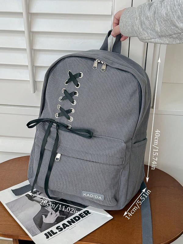 Prikket pendlerryggsekk i polyester med stor kapasitet Grey