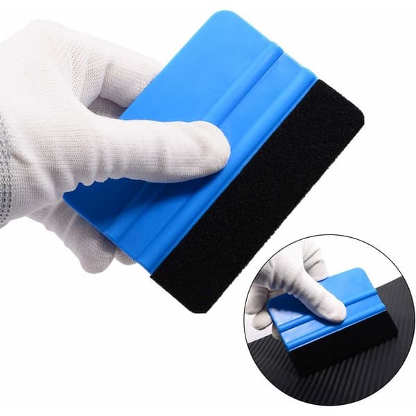 Squeegee with fiber edge for car vinyl wrapping, durable window film
