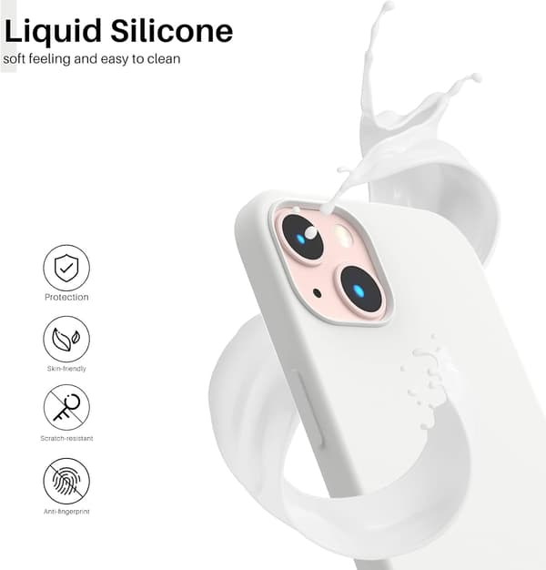 iPhone 13 Case, Liquid Silicone Case for 6.1 inch iPhone 13, Ultra-thin Case, Full Coverage Shockproof Protective Soft Case White
