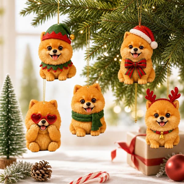 Pomeranian hund julekalender, 24-dages jule-nedtælling med akrylpynt