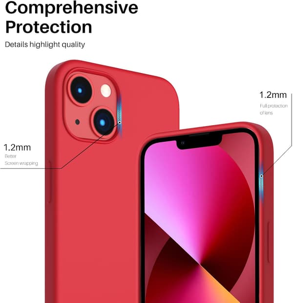iPhone 13 Case, Liquid Silicone Case for 6.1 inch iPhone 13, Ultra-thin Case, Full Coverage Shockproof Protective Soft Case Red