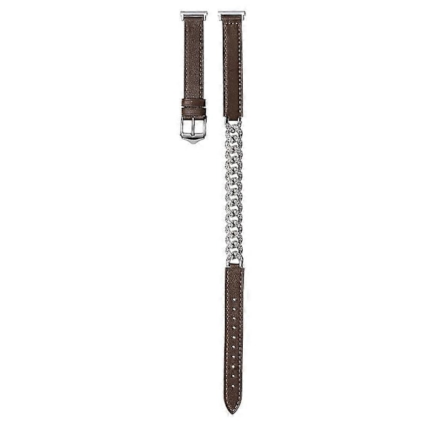 Tyyppi B 22mm Universaali Älykellon Ranneke Bling Strassi Lehmännahka+Ketju Vaihtoranneke - WELLNGS Style D