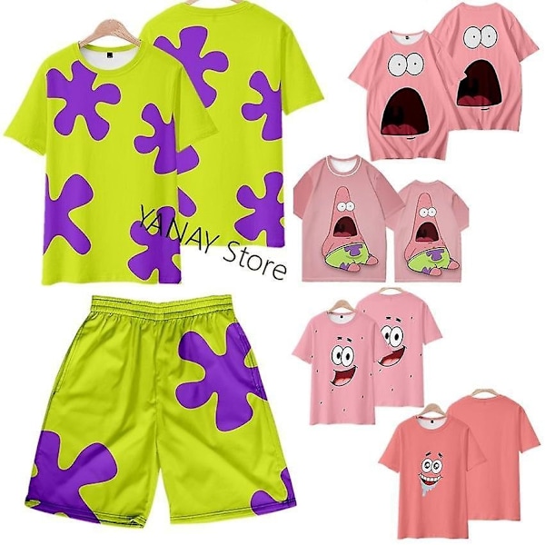 Alennuksessa Kesä Patrick Star Shorts T-paita Setit Loma Ranta Ranta Housut Miesten Kukka Housut Trendi Ympäri Surf Casual Housut-WELLNGS 12 M