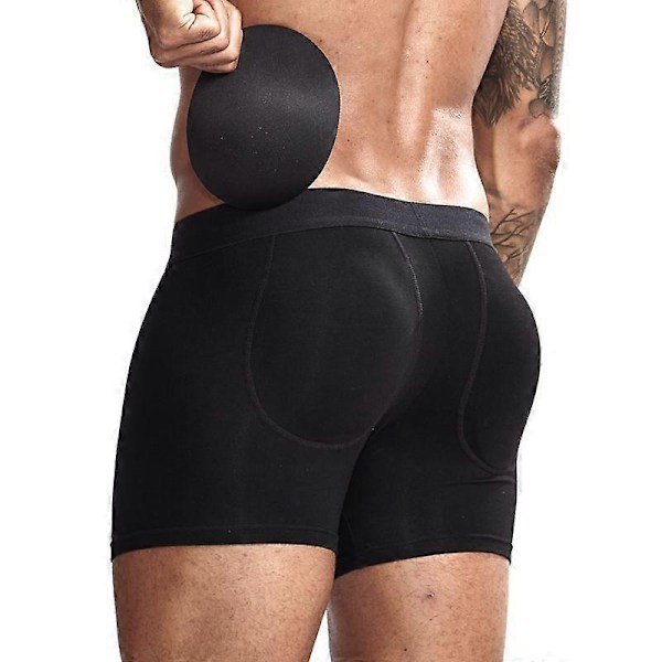 Mænds Butt Lifting Briefs - Butt Lifting Boxer Briefs med Aftagelige Polstrede Kopper - WELLNGS black L