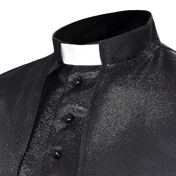 Solid Pastor Cos Kostym Halloween Präst Medeltida Retro Cosplay Kostym-WELLNGS Burgundy L