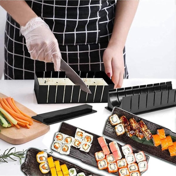 Hemgjord Sushi-set, 11-delad DIY Sushi-formset med 8 formar, ris - WELLNGS
