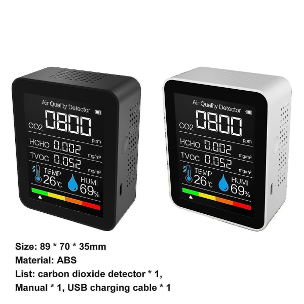 Carbon Dioxide Monitor Real Time Monitoring Temperature Testing Humidity Meter Accurate Tvoc Hcho Analyzer Smart Co2 Bluetooth Compatible Digital Met