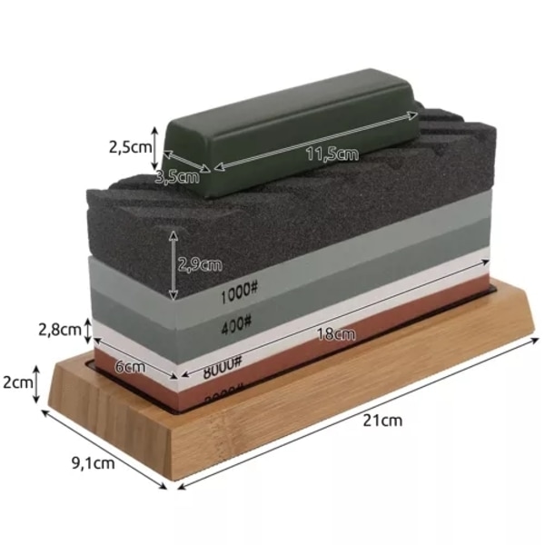 Slipstensett for knivsliping / Slipblokk - 400/1000/3000/8000-WELLNGS