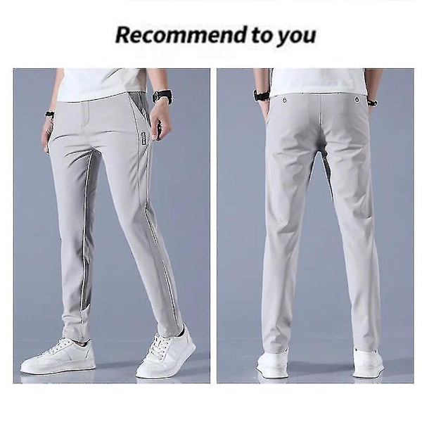 Hurtigtørrende herre golfbukser med lommer - Lange og komfortable fritidsbukser-WELLNGS Light Gray 4XL