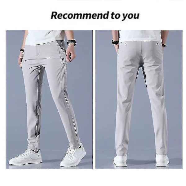Nopeasti kuivuvat miesten golfhousut taskuilla - Pitkät ja mukavat vapaa-ajan housut-WELLNGS Light Gray 4XL