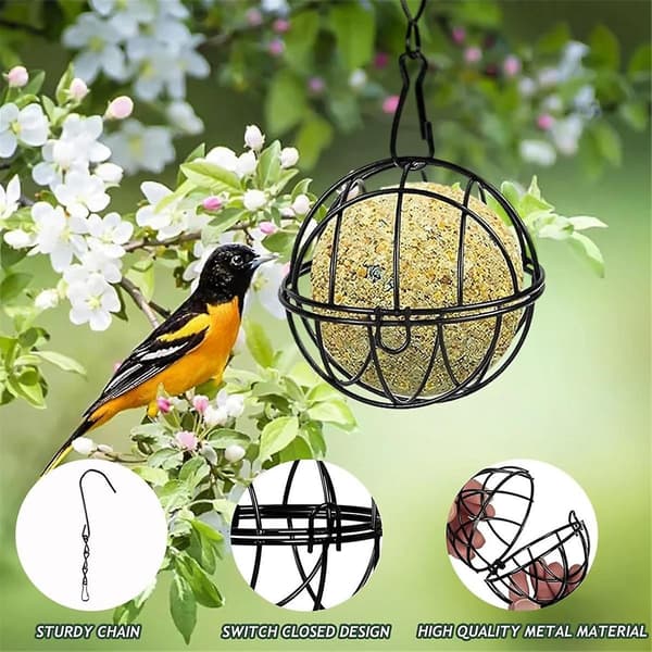 4 stk. Chit Ball Holder, Fuglefoder, Metal Hængende Fuglefoder, Fedtkugleholder til Ophængning, Fuglefe-WELLNGS