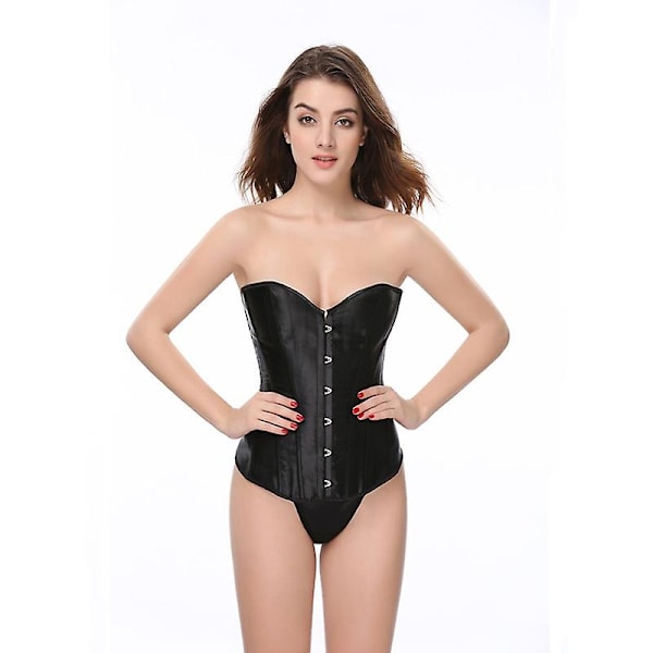 Mimigo Naisten Bustier-Korsetti Yläosa Seksikäs Alusvaatesetti Musta Satiini Vyötärön Kiristäjä -WELLNGS BLACK 4XL