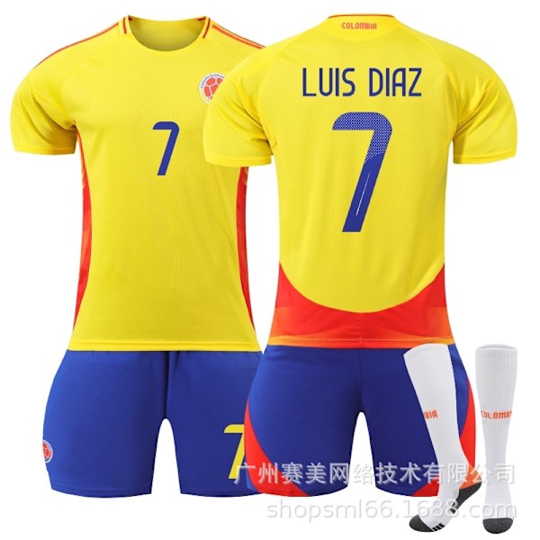 Luis Diaz 7 Colombia Copa America hemmatröja ny säsong senaste vuxna och barn fotbollströjor-WELLNESS Kids 28(150-155cm)