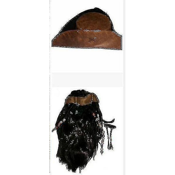 Pirates Of The Caribbean Cosplay-asu Elokuva Jack Sparrow Cosplay Täysi Asusarja Klubi Halloween Juhlat Näytösasu -WELLNGS wig hat XXXL