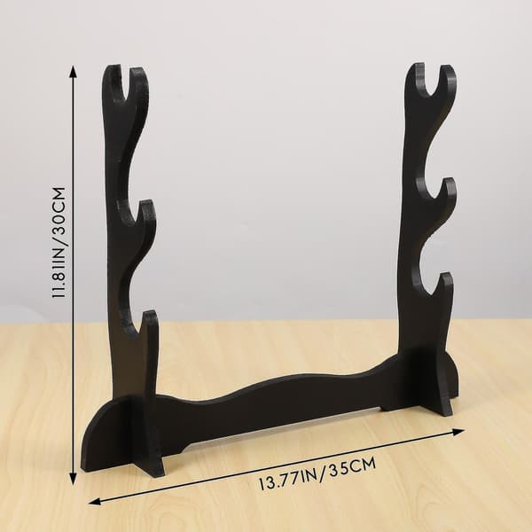 3-lags Samurai Sværd Katana Holder Stand Beslag Rack Display Sort-WELLNGS
