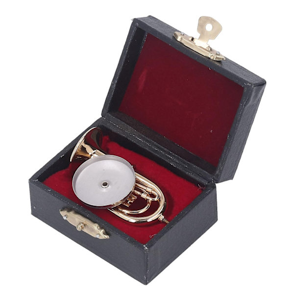 Miniatyrmodell av tuba i mässing med guldplätering och bas - Musikinstrumentgåva - WELLNGS