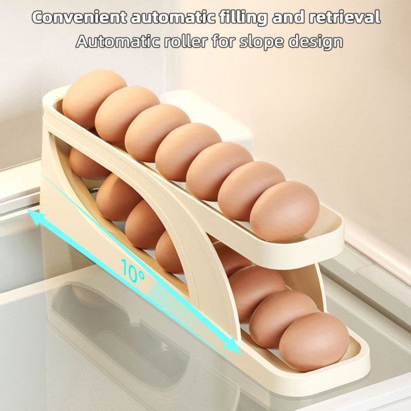Dubbellagers rullande äggdispenser sparar utrymme Äggförvaringsställ för hemköket-WELLNGS 1PCS