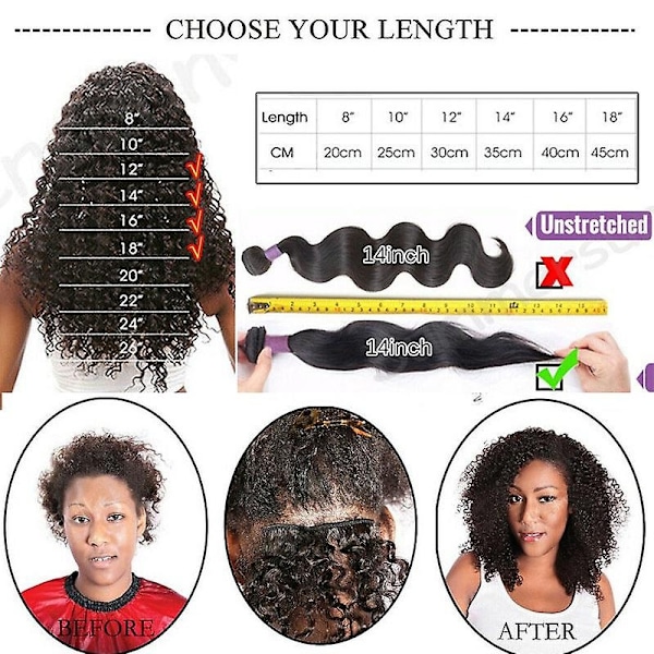 8 st Afro Curly Clip In Mänskligt Hår Extensions Brasilianskt Hår-WELLNGS darkblonde 12inch