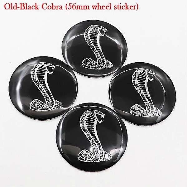 Pakke med 56mm eller 60mm Cobra Shelby Bil Logo Hjul Center Cap Fælg Badge Dækning Dekal Bil Modificering Dekoration Badge Sticker Styling - WELLNGS Old-Black Cobra with 56mm silver cap