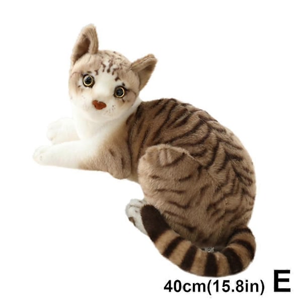 Livaktig utstoppet Siamese katt plysj leketøy Simulering Søt katt Kjæledyr leketøy Bursdagsgave-WELLNGS 40cm Tabby cat