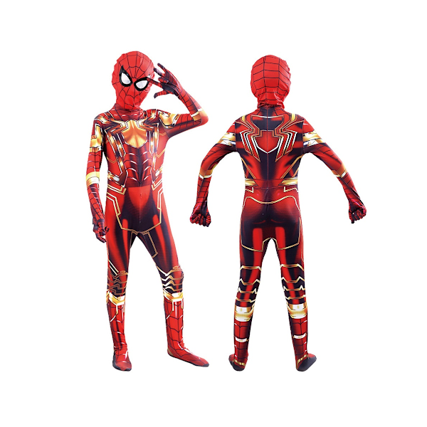 MARVEL Comics Spiderman-asu Lapsille Halloween-roolipeli Haalari Bodysuit Klassinen Spiderman Poikien Cosplay-asu 130 (120-129 cm)-WELLNGS 130(120-129cm) Iron Spider 2