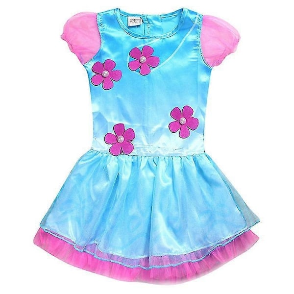 Tyttöjen mekko Trolli Bobby Cosplay-asu Tyttöjen mekko Streetwear Halloween-asu Lasten kaulakoru Peruukki Hieno mekko Tyttöjen mekko - WELLNGS 881 140(9-10Y)