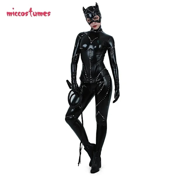 Miccostumes Damkostym Deluxe Bodysuit Cosplay Kostym Jumpsuit med Korsett Dam Halloween Cosplay Kostym XL-WELLNGS XL black