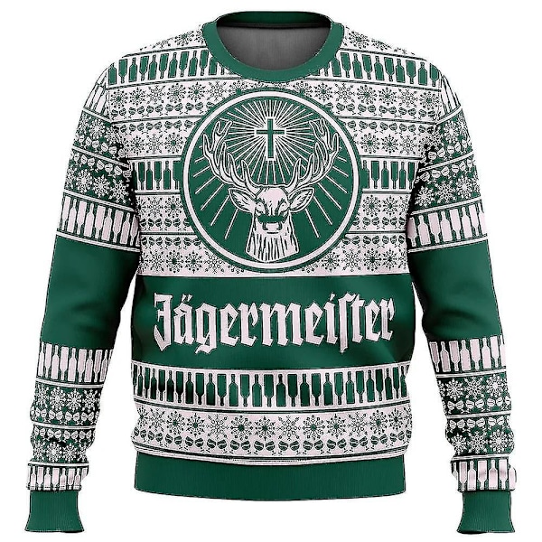 Bebetter Jagermeister Stygg Julgenser Pullover Menn 3D Genser Topper Høst og Vinterklær A-WELLNGS 3 XL