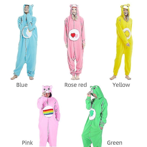 Voksne bjørne onesie pyjamas cosplay dyr hjemmetøj sovetøj jumpsuit kostume til kvinder mænd-WELLNGS Blue S