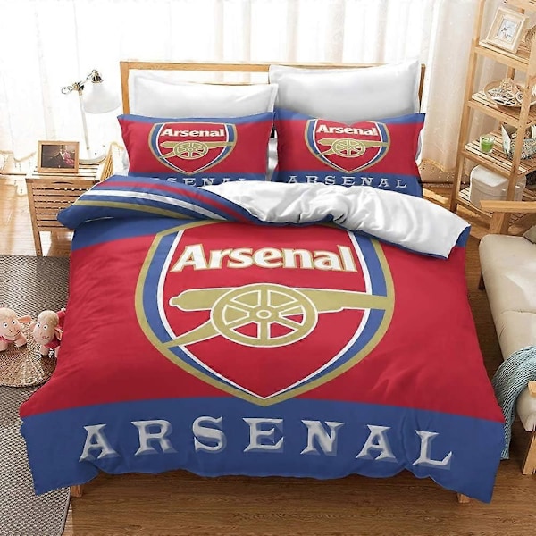 Fotboll Arsenal Täcke Unik Present Jul Sängkläder Set Skrynkelresistent Lätt Hållbar + 2 Kuddfodral) - WELLNGS Single135x200cm