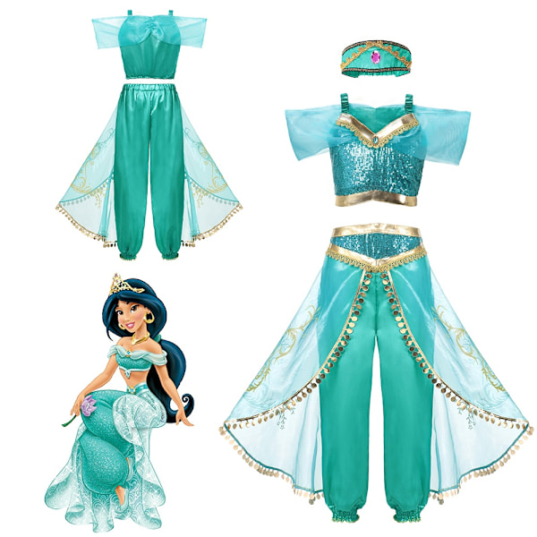 Elsa Anna Rollespill Prinsessekjole Kostyme \"Frozen\" Jenter Halloween Jul Karneval Fest Fancy Dress Kostyme 1 stk Rapunzel Kjole-WELLNGS 1pc Rapunzel Dress 6T(Tag 130)