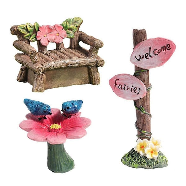 Miniature Fe Havemøbler Resin Håndværk Mini Stol Figur Mikrolandskab Ornament Fe Gar-WELLNGS