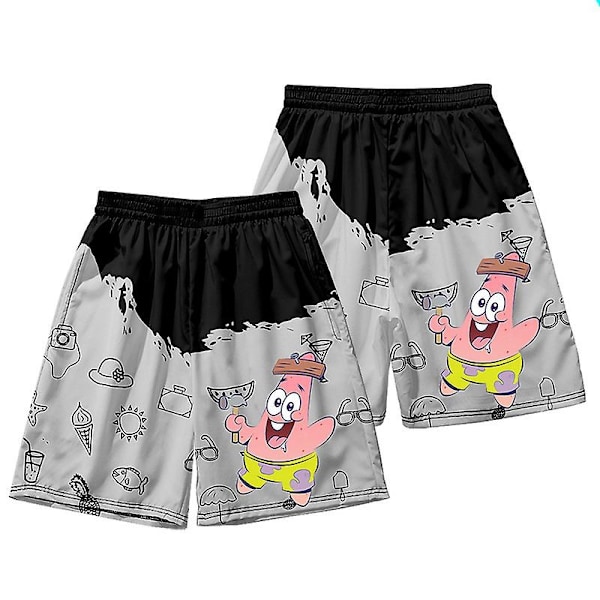 Tilbud Sommer Patrick Star Shorts T-shirt Sæt Ferie Strand Strandbukser Herre Blomsterbukser Trend Rundt Surf Casual Bukser-WELLNGS 18 M