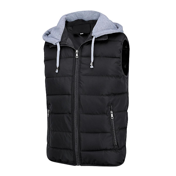 YOUTHUP Herr Quiltad Väst med Huva Utomhus Tjock Fritidssport Huva-WELLNGS Black 3XL
