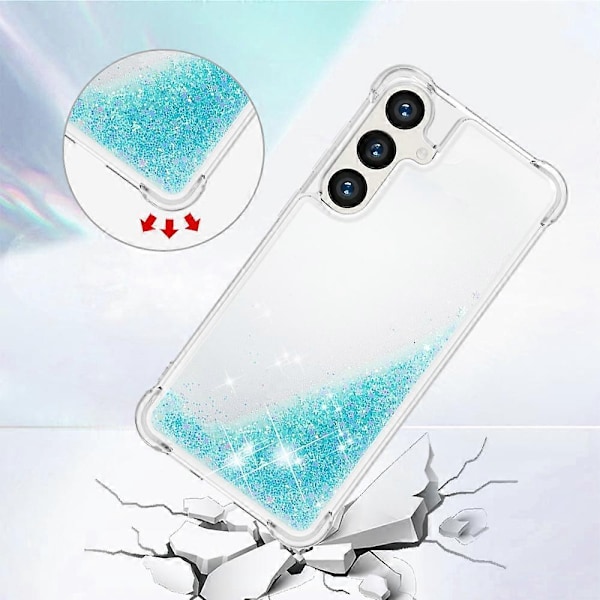 YB Quicksand Series-1 Yhteensopiva Samsung Galaxy S24+ -kotelon kanssa, nestemäiset kelluvat paljetit TPU-suojus - WELLNGS Blue Pentagram