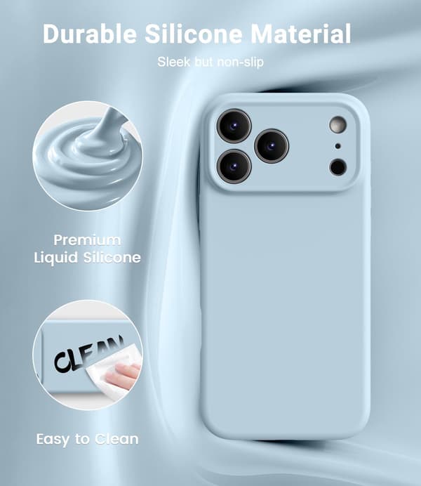 Ultratyndt MagSafe-cover til iPhone 17 Pro Max - Blød flydende silikonebeskyttelse bleu bébé iPhone 17 Pro Max