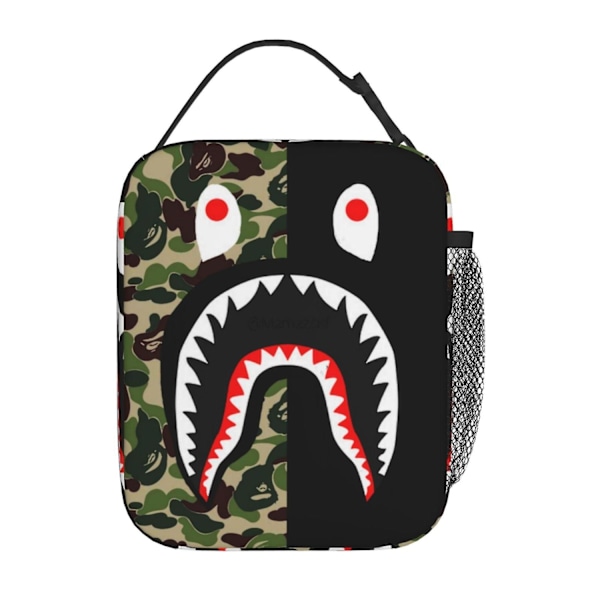 Hip Hop Camouflage Bape Shark Lunch Bag Lunch Box Multi Function Reusable Lightweight Lunch Bag Tote Box for Girs Boys Teenager Adults Gifts-WELLNGS